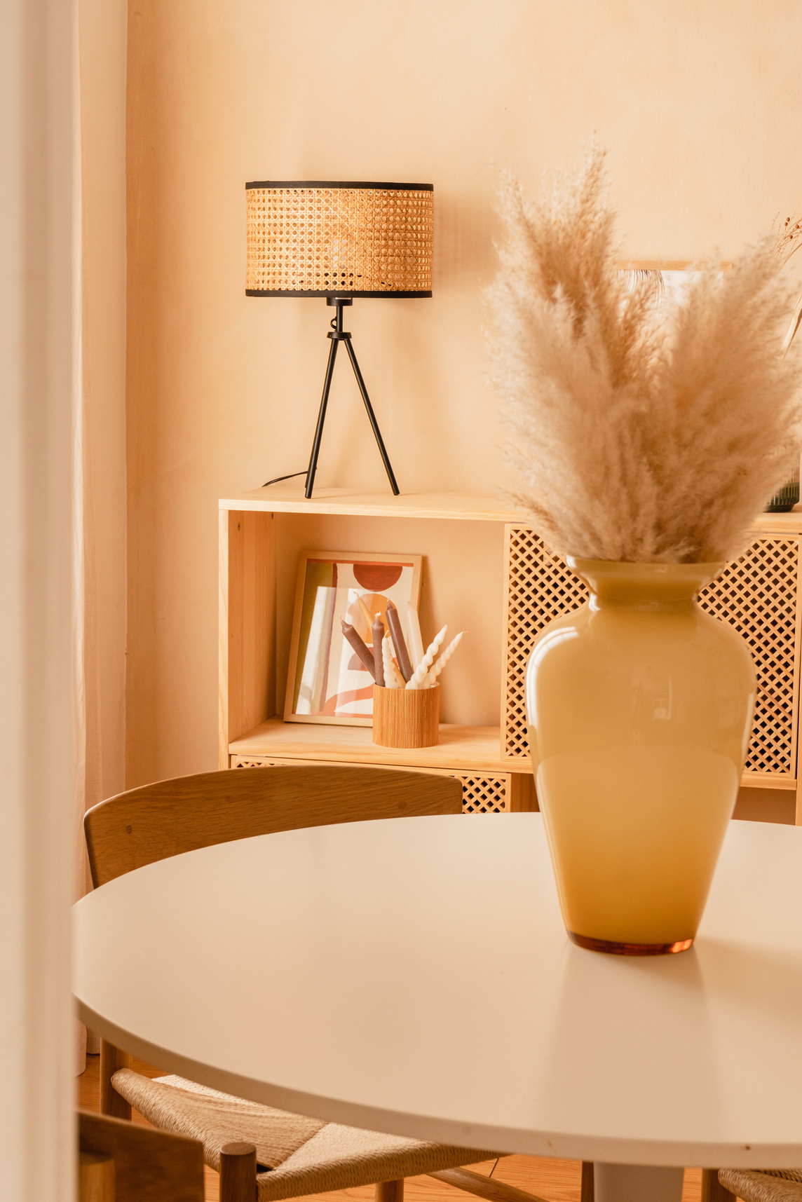 Reed Grass in Vase on Dining Table